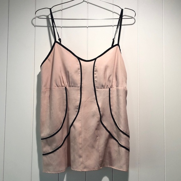 Lauren Conrad dusty pink w black accents strappy  sleeveless top cami L - Picture 1 of 8